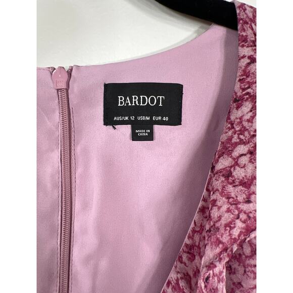Bardot Dress Pink Long Sleeve Wrap 8 M Occasion Wedding Guest Evening - Picture 3 of 10